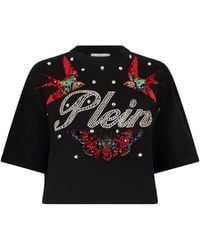 Philipp Plein - Cropped T-Shirt Met Ronde Hals - Lyst