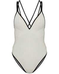 Balmain - Maillot De Bain À Motif Monogrammé Et Col V - Lyst