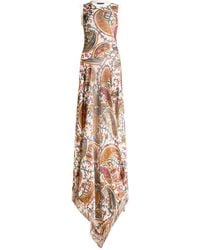 Etro - Maxi-Jurk Met Bloemenprint En Franje - Lyst