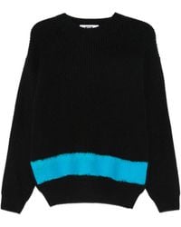 MSGM - Knitted Sweater With Stripe Hem Detail - Lyst