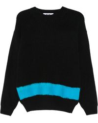 MSGM - Knitted Sweater With Stripe Hem Detail - Lyst