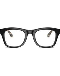 Giorgio Armani - Striped Rectangle Glasses - Lyst