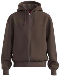 HUGO - Felpa Con Logo Ricamato E Zip - Lyst