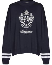 Balmain - エンブレム ストライプ セーター - Lyst