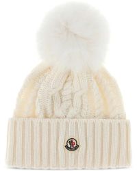 Moncler - Bonnet En Maille Torsadée À Pompon - Lyst