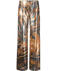 Alberta Ferretti - Swirl Print Wide Leg Trousers - Lyst