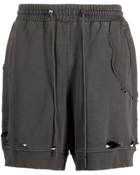 C2H4 - Distressed-effect Cotton Shorts - Lyst