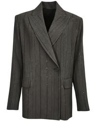 Antonelli - Pinstriped Embellished Blazer - Lyst