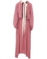 Lanvin - Tie-Detail Pleated Maxi Dress - Lyst