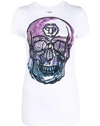 Philipp Plein - Crystal-Embellished Skull-Print T-Shirt - Lyst