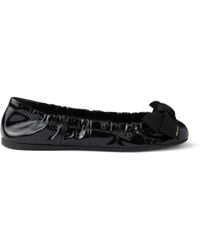 Prada - Patent Leather Ballerinas With Bow - Lyst