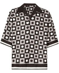 Dolce & Gabbana - Geometric-print Linen Shirt - Lyst