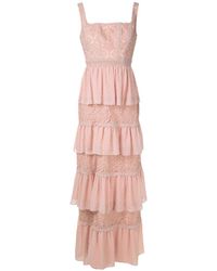 Martha Medeiros Tati Lace Panelled Gown - Pink