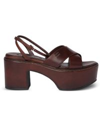 Miu Miu - Leather Platform Sandals - Lyst