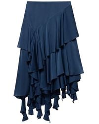 Shanghai Tang - Jupe Asymétrique À Volants Superposés - Lyst