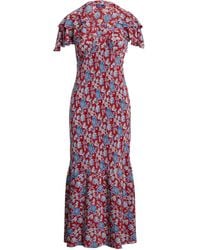 Polo Ralph Lauren - Floral-Print Silk Midi Dress - Lyst
