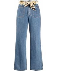 Lanvin - High-waisted Scarf-detail Jeans - Lyst