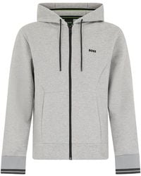 BOSS - Hoodie En Coton Mélangé À Détails Rayés - Lyst