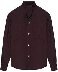 forte_forte - Chemise À Col Noué Et Poches Plaquées - Lyst
