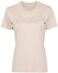 Moncler - T-Shirt mit Logo-Stickerei - Lyst
