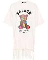 Barrow - Flocked-logo Fringed T-shirt - Lyst