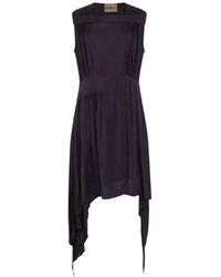 Plan C - Robe Mi-Longue Drapée À Design Sans Manches - Lyst