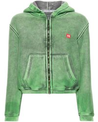 Alexander Wang - Logo-patch Distressed Zipped-up Hoodie - Lyst