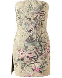 Roberto Cavalli - Strapless Floral-Embroidered Mini Dress - Lyst