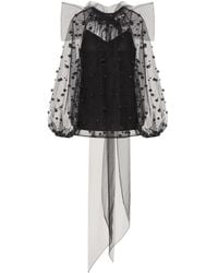 Valentino Garavani - Top Tulle Illusione Con Ricamo - Lyst