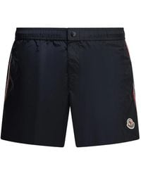 Moncler - Logo-Patch Side-Stripe Swim Shorts - Lyst