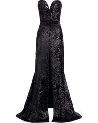 Elie Saab - Schulterfreies Maxikleid mit Pailletten - Lyst