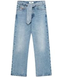 MSGM - Tie-Waist Straight-Leg Jeans - Lyst