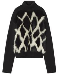 Lanvin - Stehkragen-Pullover Mit Pelzeinsatz - Lyst