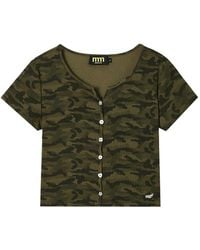 Mini Cream - Camouflage-Print Button-Up T-Shirt - Lyst