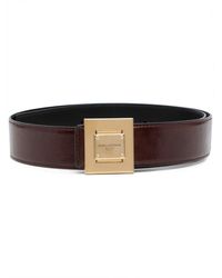 Dolce & Gabbana - Engraved-logo Leather Buckle Belt - Lyst