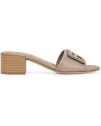 Fendi - Baguette Whipstitch-Trim Heeled Sandals - Lyst
