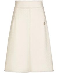Dolce & Gabbana - Jupe Mi-Longue En Tweed À Fente - Lyst