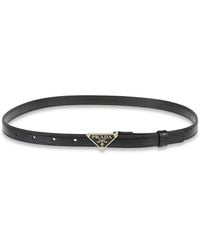 Prada - Saffiano Logo Plaque Belt - Lyst