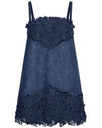 Oscar de la Renta - Porcelain-Flower Cutout Mini Dress - Lyst