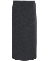 KHAITE - Patri Pencil Wool Midi Skirt - Lyst