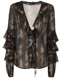 Just Cavalli - Snake-Print Ruffled Top - Lyst