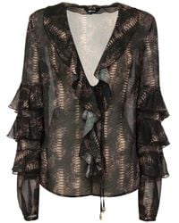 Just Cavalli - Gerüschtes Oberteil Mit Schlangen-Print - Lyst