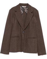 Max Mara - Check-Pattern Single-Breasted Blazer - Lyst