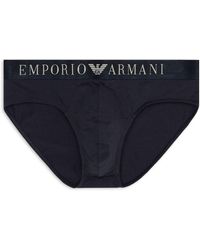 Emporio Armani - Logo-waistband Cotton Briefs - Lyst