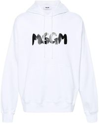MSGM - Logo-print Cotton Hoodie - Lyst