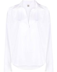 Totême - Camisa de manga larga con cuello en V - Lyst