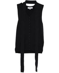 LA PISCINE - V-Neck Tie Knit Vest - Lyst