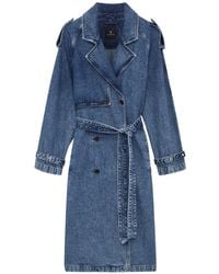 Anine Bing - Rickie Denim Jas Met Dubbele Rij Knopen En Ceintuur - Lyst