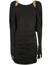 Amen - Bead-Embellished Ruched Midi Dress - Lyst