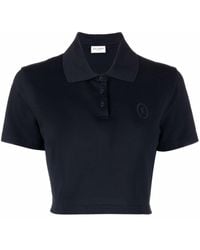 Saint Laurent - Embroidered-logo Cropped Polo Shirt - Lyst